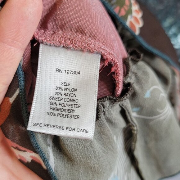 John Mark Womens Embroidered Tunic Top Medium Bell Peasant Velvet Flutter Ruffle - Picture 8 of 12